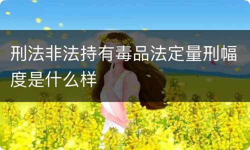 刑法非法持有毒品法定量刑幅度是什么样