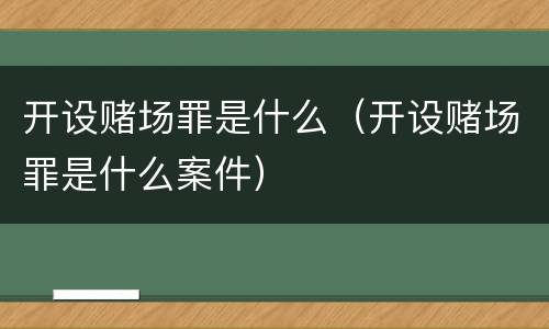 开设赌场罪是什么（开设赌场罪是什么案件）