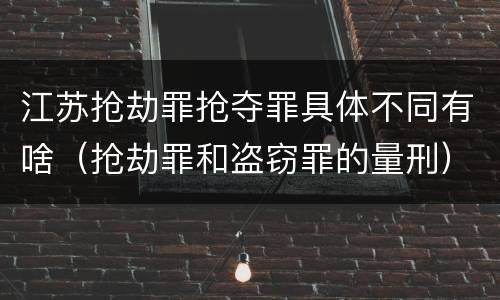 江苏抢劫罪抢夺罪具体不同有啥（抢劫罪和盗窃罪的量刑）