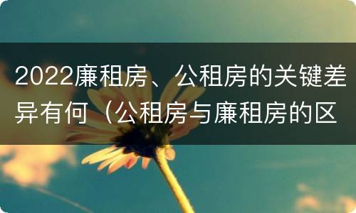 2022廉租房、公租房的关键差异有何（公租房与廉租房的区别都在此,别再搞错了!）