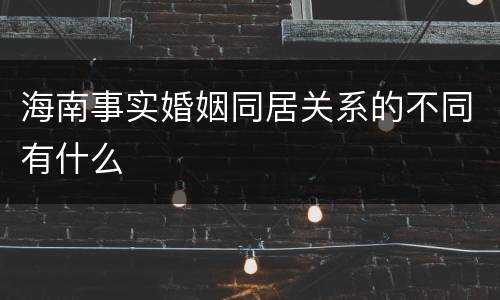 海南事实婚姻同居关系的不同有什么