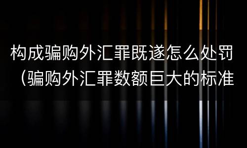 构成骗购外汇罪既遂怎么处罚（骗购外汇罪数额巨大的标准）