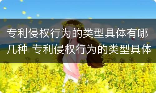 专利侵权行为的类型具体有哪几种 专利侵权行为的类型具体有哪几种方式