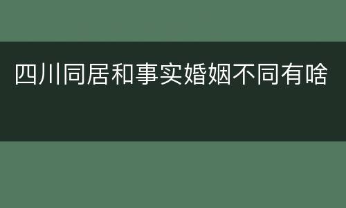 四川同居和事实婚姻不同有啥