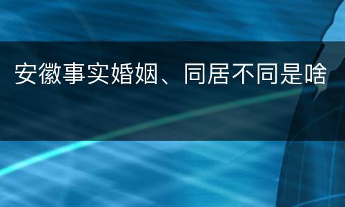 安徽事实婚姻、同居不同是啥