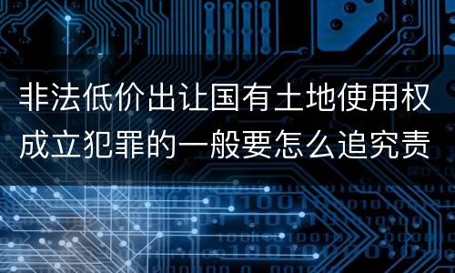 非法低价出让国有土地使用权成立犯罪的一般要怎么追究责任