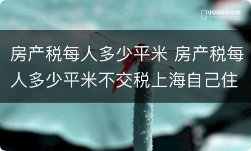房产税每人多少平米 房产税每人多少平米不交税上海自己住