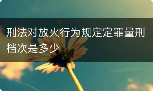 刑法对放火行为规定定罪量刑档次是多少