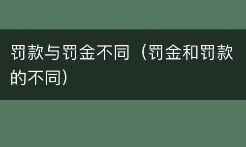 罚款与罚金不同（罚金和罚款的不同）