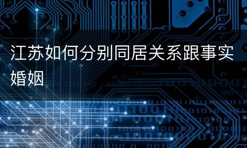 江苏如何分别同居关系跟事实婚姻