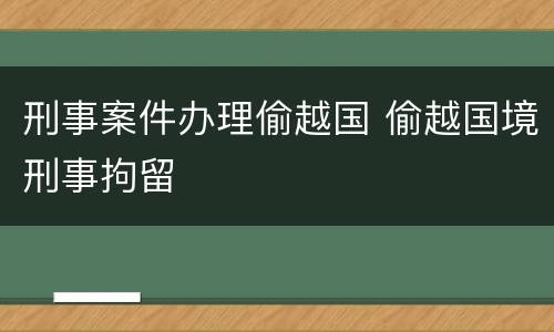 刑事案件办理偷越国 偷越国境刑事拘留