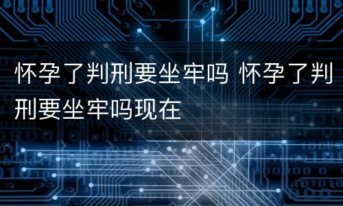 怀孕了判刑要坐牢吗 怀孕了判刑要坐牢吗现在