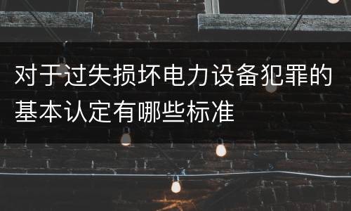 对于过失损坏电力设备犯罪的基本认定有哪些标准