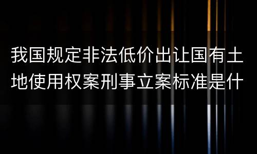 我国规定非法低价出让国有土地使用权案刑事立案标准是什么