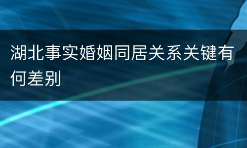 湖北事实婚姻同居关系关键有何差别