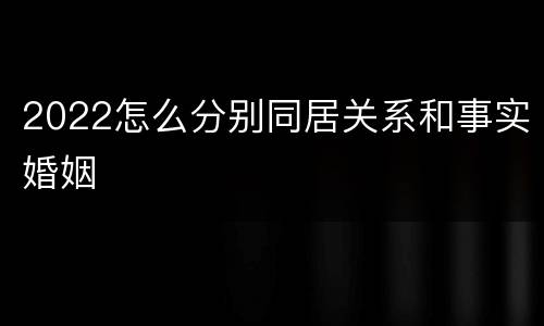 2022怎么分别同居关系和事实婚姻