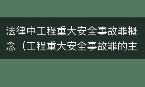 法律中工程重大安全事故罪概念（工程重大安全事故罪的主体是什么）