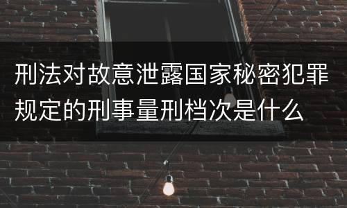 刑法对故意泄露国家秘密犯罪规定的刑事量刑档次是什么