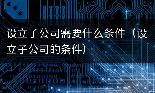 设立子公司需要什么条件（设立子公司的条件）