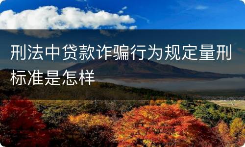 刑法中贷款诈骗行为规定量刑标准是怎样