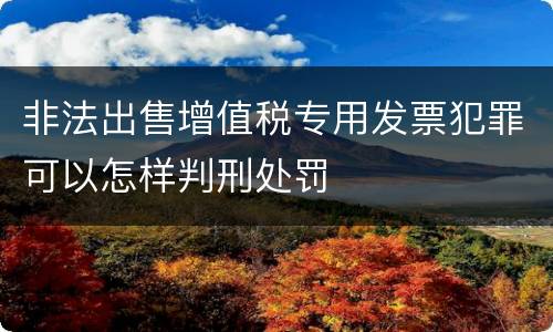 非法出售增值税专用发票犯罪可以怎样判刑处罚