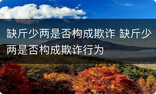 缺斤少两是否构成欺诈 缺斤少两是否构成欺诈行为