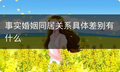 事实婚姻同居关系具体差别有什么