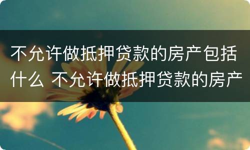 不允许做抵押贷款的房产包括什么 不允许做抵押贷款的房产包括什么产品