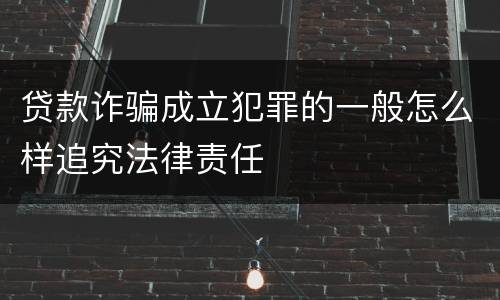 贷款诈骗成立犯罪的一般怎么样追究法律责任