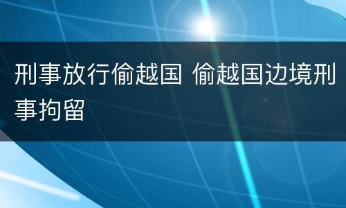 刑事放行偷越国 偷越国边境刑事拘留
