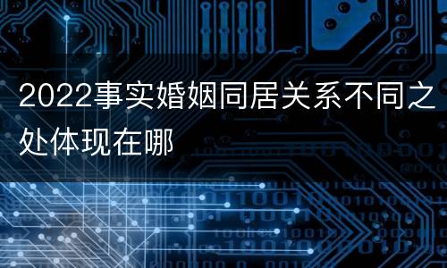 2022事实婚姻同居关系不同之处体现在哪