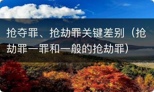 抢夺罪、抢劫罪关键差别（抢劫罪一罪和一般的抢劫罪）