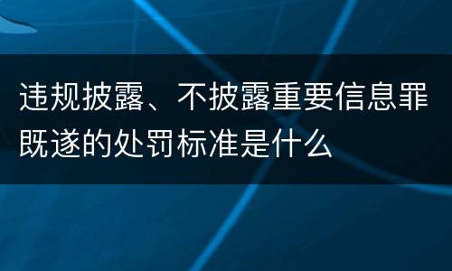 违规披露、不披露重要信息罪既遂的处罚标准是什么
