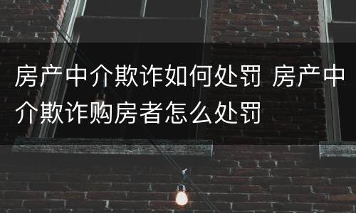 房产中介欺诈如何处罚 房产中介欺诈购房者怎么处罚
