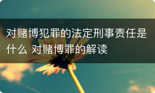 对赌博犯罪的法定刑事责任是什么 对赌博罪的解读