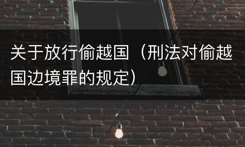 关于放行偷越国（刑法对偷越国边境罪的规定）