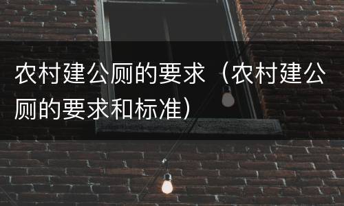 农村建公厕的要求（农村建公厕的要求和标准）