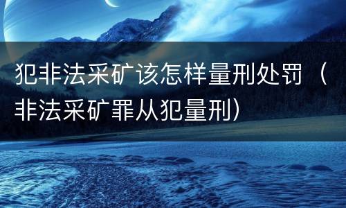 犯非法采矿该怎样量刑处罚（非法采矿罪从犯量刑）