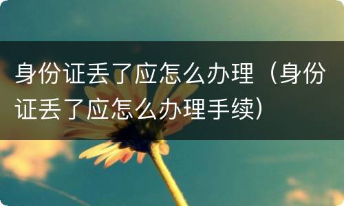 身份证丢了应怎么办理（身份证丢了应怎么办理手续）