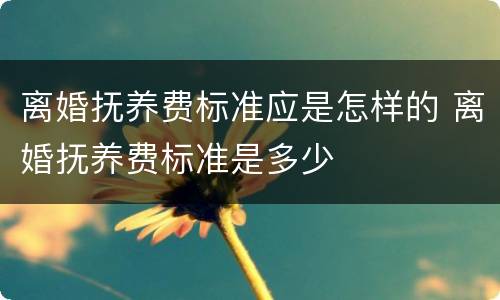 离婚抚养费标准应是怎样的 离婚抚养费标准是多少