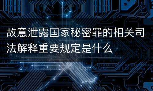 故意泄露国家秘密罪的相关司法解释重要规定是什么