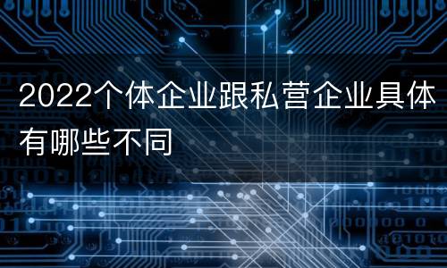 2022个体企业跟私营企业具体有哪些不同
