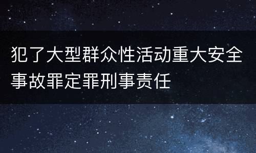 犯了大型群众性活动重大安全事故罪定罪刑事责任