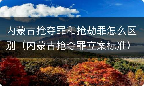 内蒙古抢夺罪和抢劫罪怎么区别（内蒙古抢夺罪立案标准）