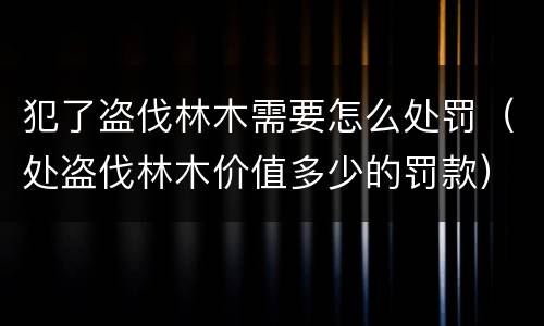 犯了盗伐林木需要怎么处罚（处盗伐林木价值多少的罚款）