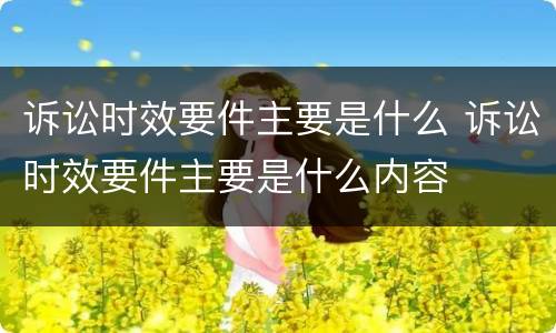 诉讼时效要件主要是什么 诉讼时效要件主要是什么内容