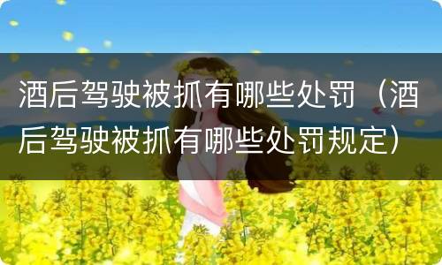 酒后驾驶被抓有哪些处罚（酒后驾驶被抓有哪些处罚规定）