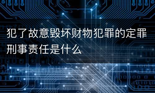 犯了故意毁坏财物犯罪的定罪刑事责任是什么