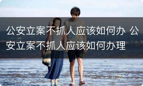 公安立案不抓人应该如何办 公安立案不抓人应该如何办理