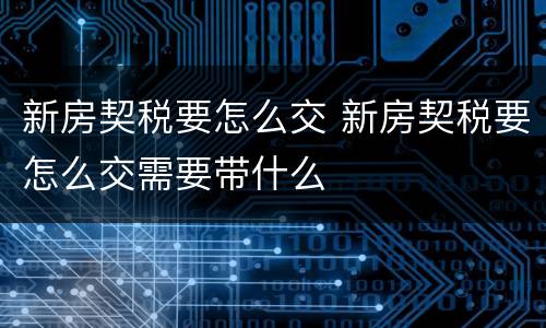 新房契税要怎么交 新房契税要怎么交需要带什么